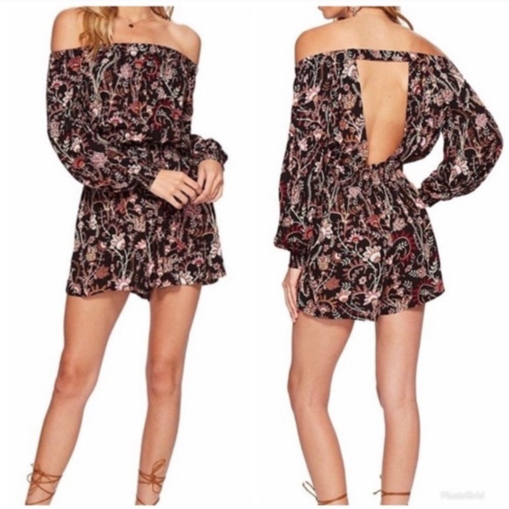 Free People Pretty and Free Romper Floral Black
